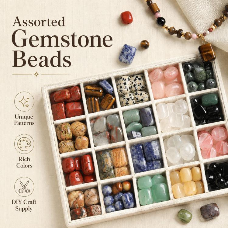 Set da 10 perline naturali sciolte, accessori fai da te per bracciali e collane