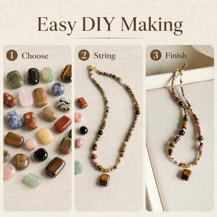 Set da 10 perline naturali sciolte, accessori fai da te per bracciali e collane