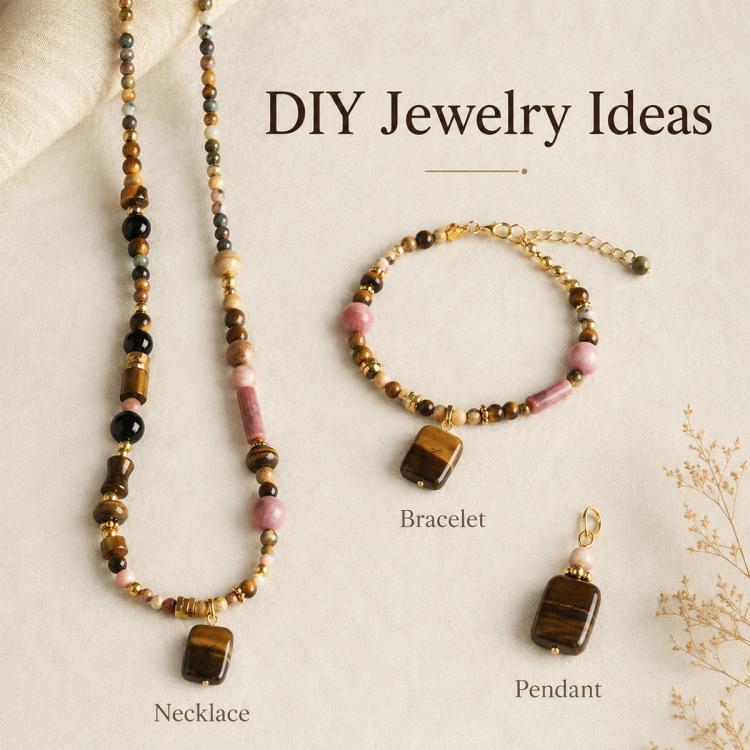 Set da 10 perline naturali sciolte, accessori fai da te per bracciali e collane