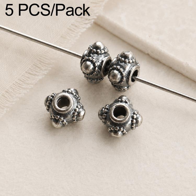 Set di 5 distanziatori e perline vintage in argento resistenti all'ossidazione, accessori fai da te, Twisted Bead, Auspicious Cloud Spacer, Textured Saucer Bead, Irregular Shape Bead, Small Bead, Irregular Saucer Bead, Circle Bead, Coin Bead           ...