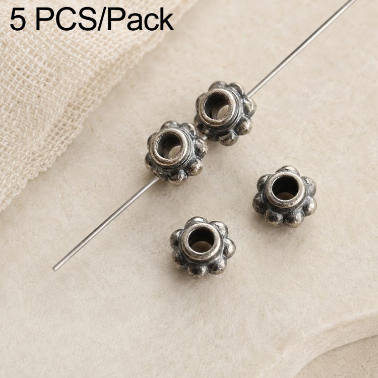 Set di 5 distanziatori e perline vintage in argento resistenti all'ossidazione, accessori fai da te, Twisted Bead, Auspicious Cloud Spacer, Textured Saucer Bead, Irregular Shape Bead, Small Bead, Irregular Saucer Bead, Circle Bead, Coin Bead           ...