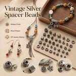 Set di 5 distanziatori e perline vintage in argento resistenti all'ossidazione, accessori fai da te, Twisted Bead, Auspicious Cloud Spacer, Textured Saucer Bead, Irregular Shape Bead, Small Bead, Irregular Saucer Bead, Circle Bead, Coin Bead           ...