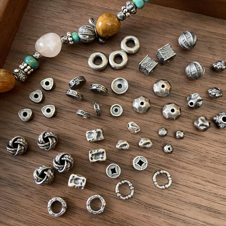 Distanziatori e perline vintage in argento resistenti all'ossidazione, accessori fai da te