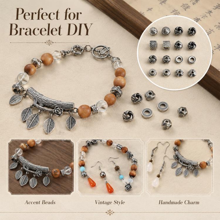 Distanziatori e perline vintage in argento resistenti all'ossidazione, accessori fai da te