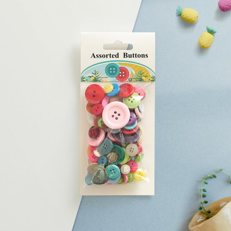 60 g/confezione Bottoni rotondi in resina colorati di varie dimensioni Kit per lavoretti fai da te per bambini, 100-200 pezzi/confezione, Round