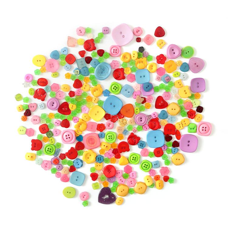 120 g/confezione Bottoni in resina rotondi, irregolari, colorati, di varie dimensioni, kit fai da te per bambini, 150-200 pezzi/confezione