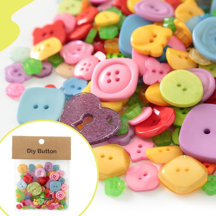 120 g/confezione Bottoni in resina rotondi, irregolari, colorati, di varie dimensioni, kit fai da te per bambini, 150-200 pezzi/confezione