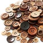Bottoni in legno di cocco color legno naturale, misure miste, 100 g/confezione, 100-150 pezzi/confezione