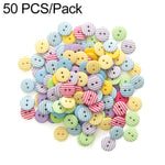 Bottoni rotondi in resina da 1,5 cm con motivi a pois e righe colorate, confezione da 50 pezzi., Round