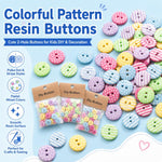 Bottoni rotondi in resina da 1,5 cm con motivi a pois e righe colorate, confezione da 50 pezzi., Round