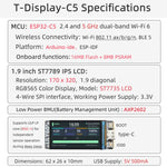 Modulo LILYGO T-Display-C5 con MCU ESP32-C5, supporta Wi-Fi6, BLE5 e display LCD BMU., T-Display-C5