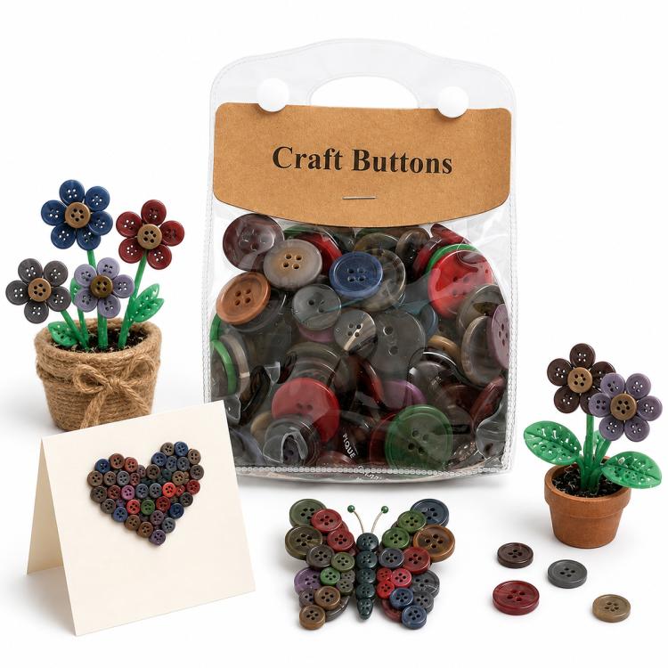 Kit per lavori creativi fai da te con bottoni rotondi in resina colorati di varie dimensioni, 175 g/confezione, 250-400 pezzi/confezione
