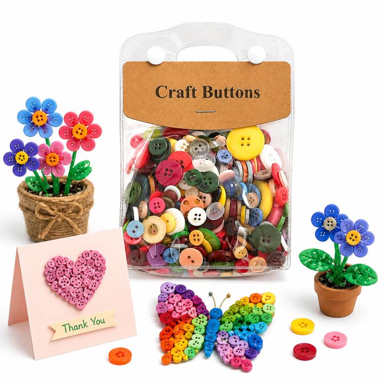Kit per lavori creativi fai da te con bottoni rotondi in resina colorati di varie dimensioni, 175 g/confezione, 250-400 pezzi/confezione