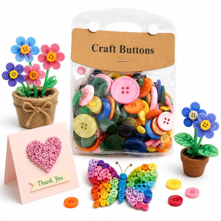 Kit per lavori creativi fai da te con bottoni rotondi in resina colorati di varie dimensioni, 175 g/confezione, 250-400 pezzi/confezione