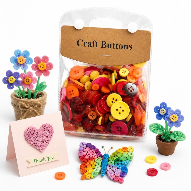 Kit per lavori creativi fai da te con bottoni rotondi in resina colorati di varie dimensioni, 175 g/confezione, 250-400 pezzi/confezione