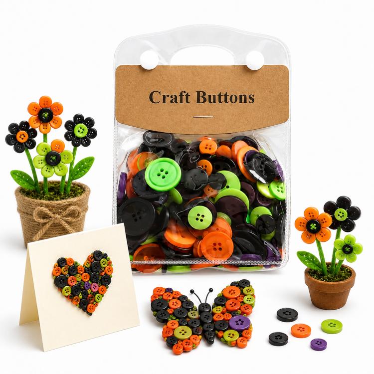 Kit per lavori creativi fai da te con bottoni rotondi in resina colorati di varie dimensioni, 175 g/confezione, 250-400 pezzi/confezione