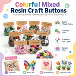 Kit per lavori creativi fai da te con bottoni rotondi in resina colorati di varie dimensioni, 175 g/confezione, 250-400 pezzi/confezione