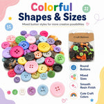 Kit per lavori creativi fai da te con bottoni rotondi in resina colorati di varie dimensioni, 175 g/confezione, 250-400 pezzi/confezione