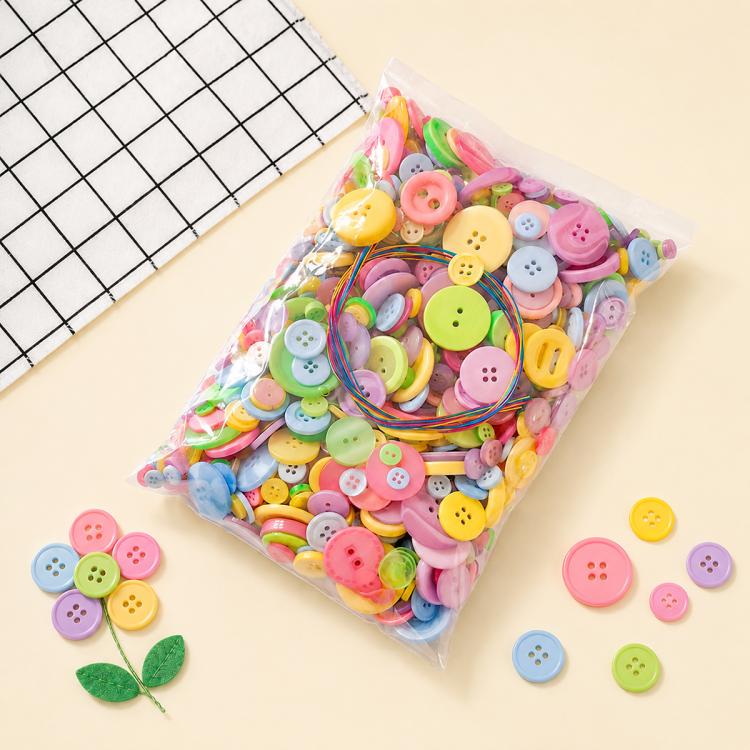 500 g/confezione Bottoni natalizi rotondi in resina colorati di varie dimensioni Kit per lavoretti fai da te per bambini, 800-1000 pezzi/confezione