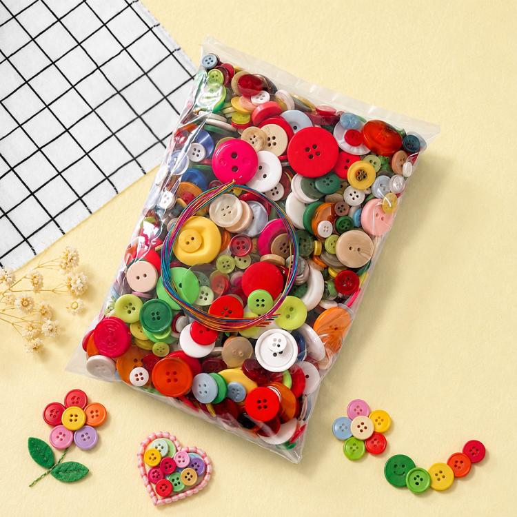 500 g/confezione Bottoni natalizi rotondi in resina colorati di varie dimensioni Kit per lavoretti fai da te per bambini, 800-1000 pezzi/confezione