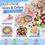 500 g/confezione Bottoni natalizi rotondi in resina colorati di varie dimensioni Kit per lavoretti fai da te per bambini, 800-1000 pezzi/confezione