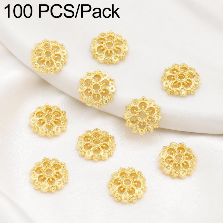 Confezione da 100 pezzi di copriperline a forma di fiore cavo placcati in oro, distanziatori per la creazione di gioielli fai da te., 6-Petal Point Cap 8mm, 6-Petal Flower Cap 9mm, Copper Coin Bead Cap 8mm Hole 2.4mm, Copper Coin Bead Cap 10mm Hole 3mm...