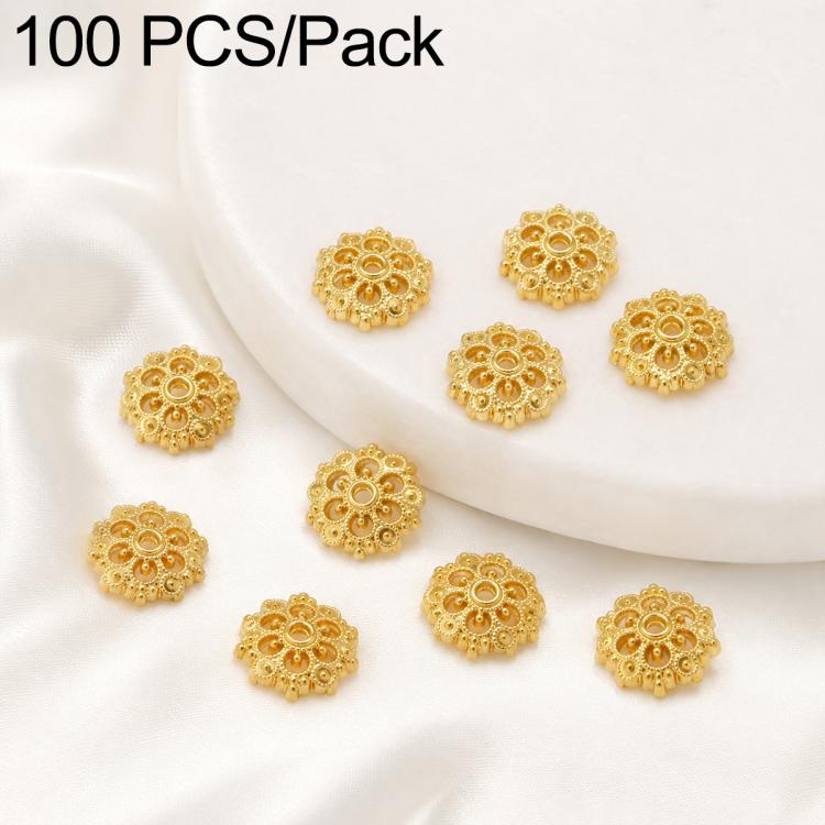 Confezione da 100 pezzi di copriperline a forma di fiore cavo placcati in oro, distanziatori per la creazione di gioielli fai da te., 6-Petal Point Cap 8mm, 6-Petal Flower Cap 9mm, Copper Coin Bead Cap 8mm Hole 2.4mm, Copper Coin Bead Cap 10mm Hole 3mm...