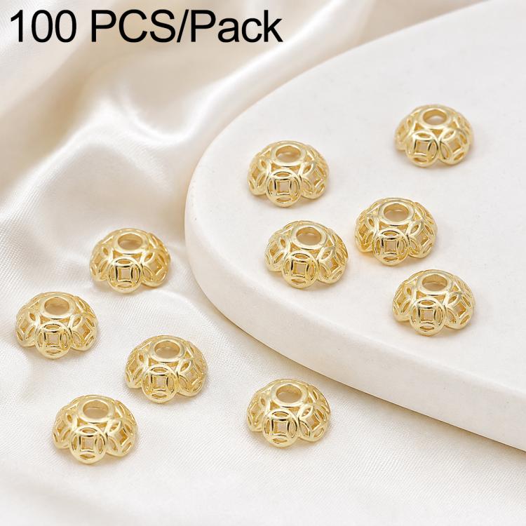 Confezione da 100 pezzi di copriperline a forma di fiore cavo placcati in oro, distanziatori per la creazione di gioielli fai da te., 6-Petal Point Cap 8mm, 6-Petal Flower Cap 9mm, Copper Coin Bead Cap 8mm Hole 2.4mm, Copper Coin Bead Cap 10mm Hole 3mm...