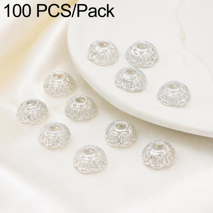 Confezione da 100 pezzi di copriperline a forma di fiore cavo placcati in oro, distanziatori per la creazione di gioielli fai da te., 6-Petal Point Cap 8mm, 6-Petal Flower Cap 9mm, Copper Coin Bead Cap 8mm Hole 2.4mm, Copper Coin Bead Cap 10mm Hole 3mm...