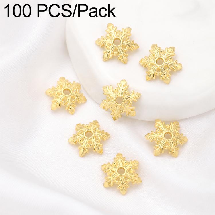 Confezione da 100 pezzi di copriperline a forma di fiore cavo placcati in oro, distanziatori per la creazione di gioielli fai da te., 6-Petal Leaf Flower Cap 8mm