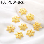 Confezione da 100 pezzi di copriperline a forma di fiore cavo placcati in oro, distanziatori per la creazione di gioielli fai da te., 6-Petal Leaf Flower Cap 8mm