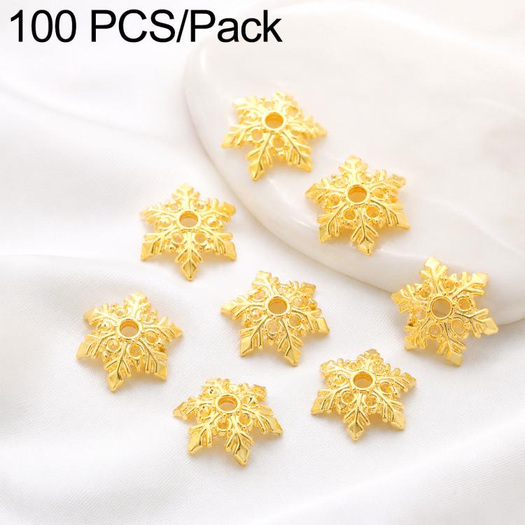 Confezione da 100 pezzi di copriperline a forma di fiore cavo placcati in oro, distanziatori per la creazione di gioielli fai da te., 6-Petal Leaf Flower Cap 8mm