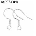 Confezione da 10 ganci per orecchini in argento sterling S925, semilavorati, ideali per la creazione di gioielli fai da te., Hooks, Bead Spring Large Hooks
