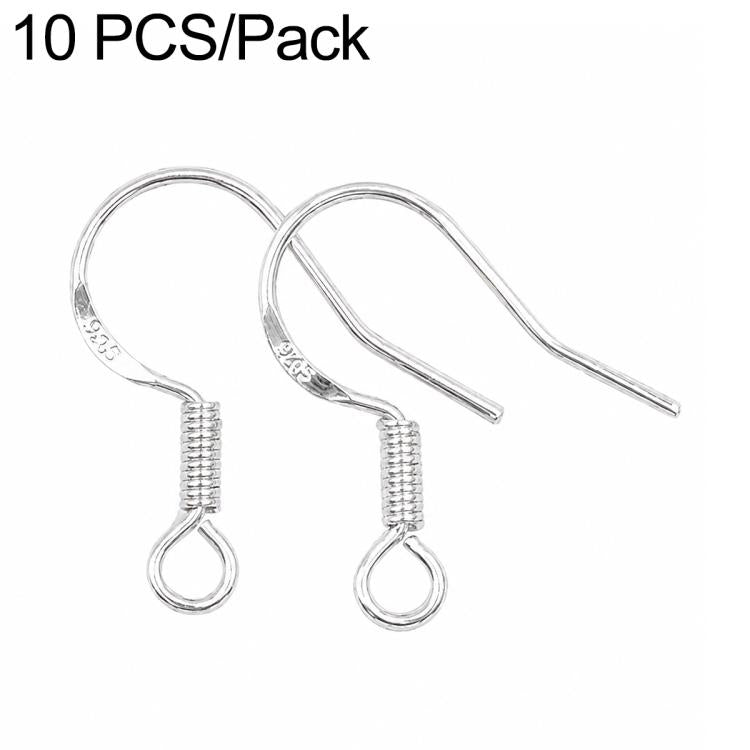 Confezione da 10 ganci per orecchini in argento sterling S925, semilavorati, ideali per la creazione di gioielli fai da te., Hooks, Bead Spring Large Hooks