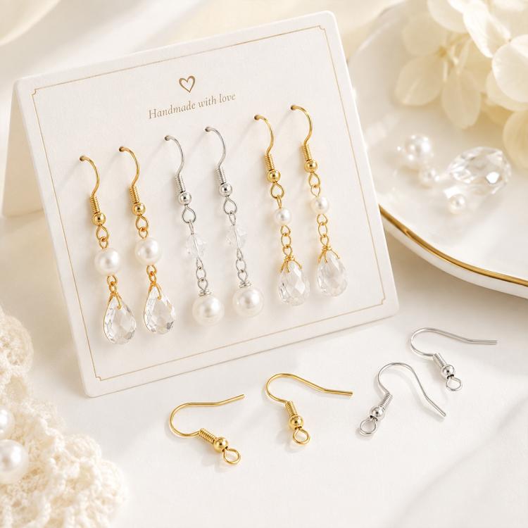 Confezione da 10 ganci per orecchini in argento sterling S925, semilavorati, ideali per la creazione di gioielli fai da te., Hooks, Bead Spring Large Hooks