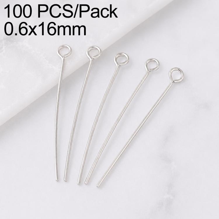 Confezione da 100 perni in ottone placcato oro con testa a sfera per la creazione di orecchini e gioielli fai da te., 0.6x16mm, 0.6x18mm