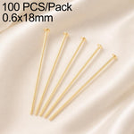 Confezione da 100 perni in ottone placcato oro con testa a sfera per la creazione di orecchini e gioielli fai da te., 0.6x16mm, 0.6x18mm