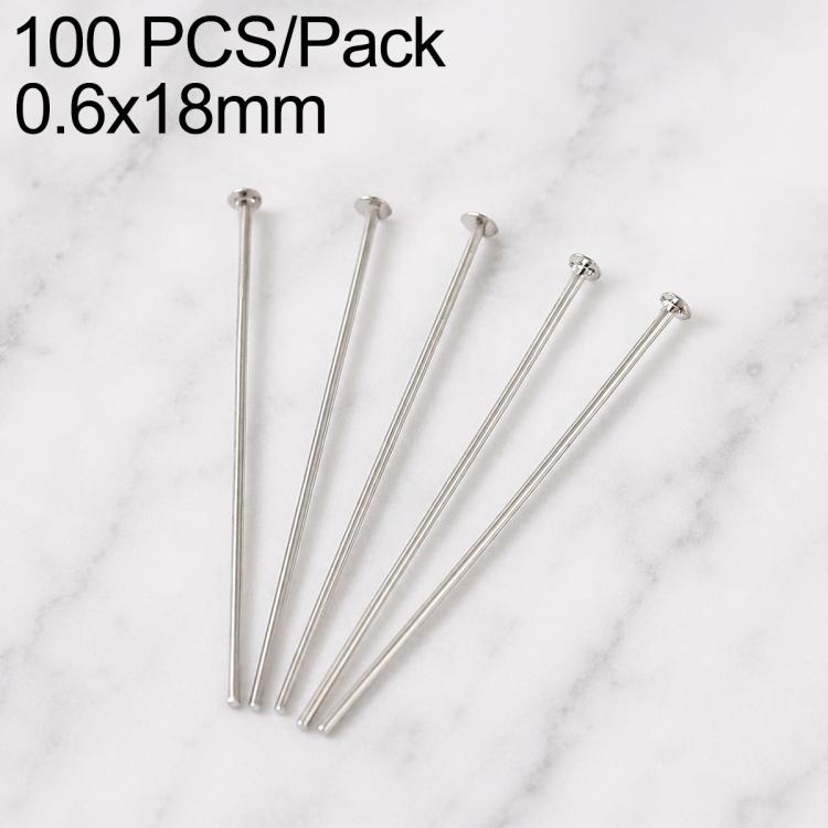 Confezione da 100 perni in ottone placcato oro con testa a sfera per la creazione di orecchini e gioielli fai da te., 0.6x16mm, 0.6x18mm