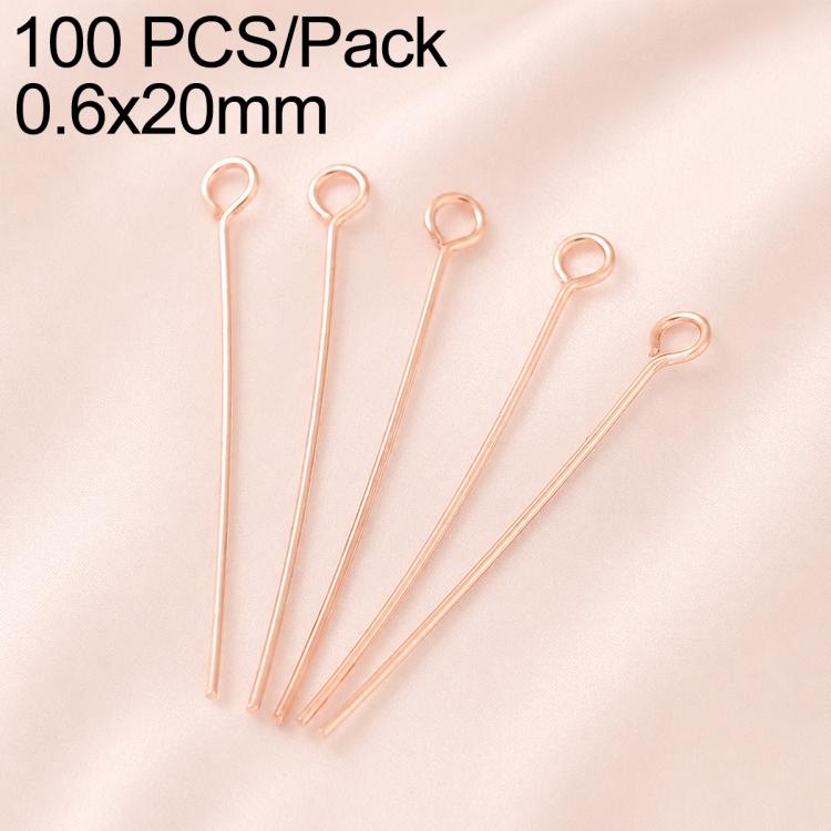 Confezione da 100 perni in ottone placcato oro con testa a sfera per la creazione di orecchini e gioielli fai da te., 0.6x20mm, 0.6x24mm