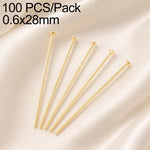 Confezione da 100 perni in ottone placcato oro con testa a sfera per la creazione di orecchini e gioielli fai da te., 0.6x28mm, 0.6x30mm
