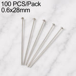 Confezione da 100 perni in ottone placcato oro con testa a sfera per la creazione di orecchini e gioielli fai da te., 0.6x28mm, 0.6x30mm