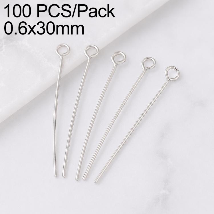 Confezione da 100 perni in ottone placcato oro con testa a sfera per la creazione di orecchini e gioielli fai da te., 0.6x28mm, 0.6x30mm
