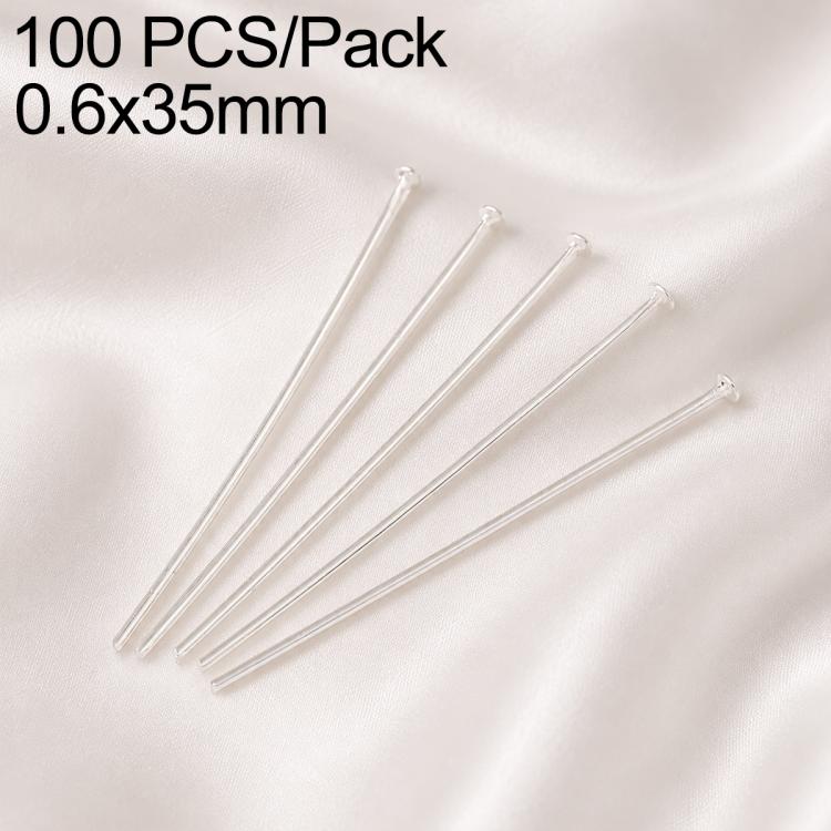 Confezione da 100 perni in ottone placcato oro con testa a sfera per la creazione di orecchini e gioielli fai da te., 0.6x32mm, 0.6x35mm