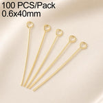 Confezione da 100 perni in ottone placcato oro con testa a sfera per la creazione di orecchini e gioielli fai da te., 0.6x40mm, 0.6x50mm