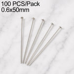 Confezione da 100 perni in ottone placcato oro con testa a sfera per la creazione di orecchini e gioielli fai da te., 0.6x40mm, 0.6x50mm