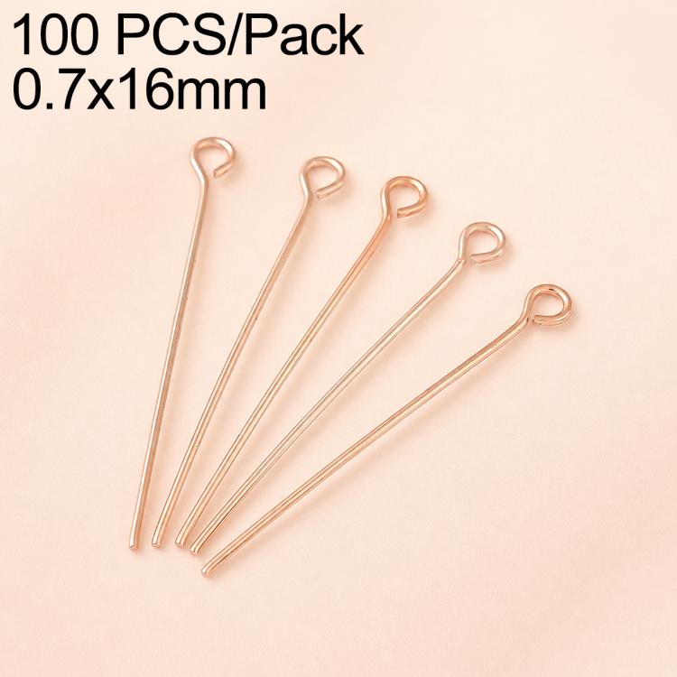 Confezione da 100 perni in ottone placcato oro con testa a sfera per la creazione di orecchini e gioielli fai da te., 0.7x16mm, 0.7x18mm
