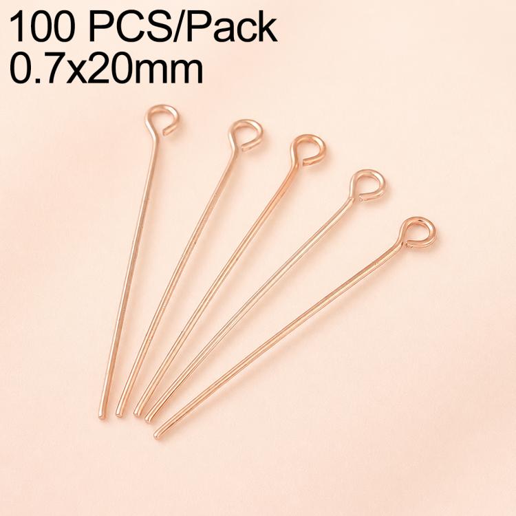 Confezione da 100 perni in ottone placcato oro con testa a sfera per la creazione di orecchini e gioielli fai da te., 0.7x20mm, 0.7x24mm