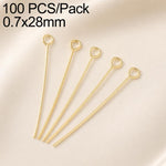 Confezione da 100 perni in ottone placcato oro con testa a sfera per la creazione di orecchini e gioielli fai da te., 0.7x28mm, 0.7x30mm