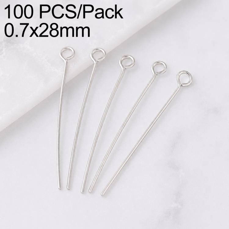 Confezione da 100 perni in ottone placcato oro con testa a sfera per la creazione di orecchini e gioielli fai da te., 0.7x28mm, 0.7x30mm