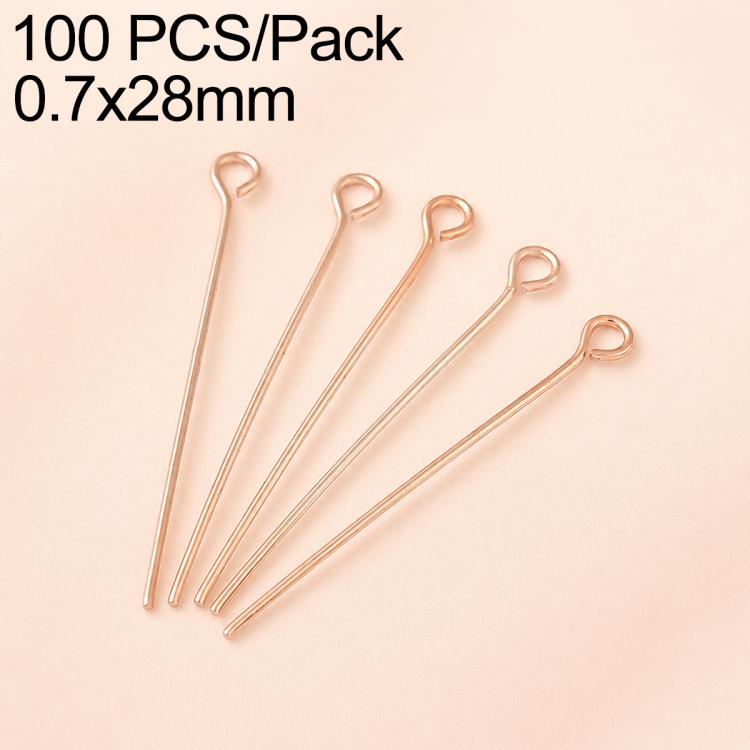 Confezione da 100 perni in ottone placcato oro con testa a sfera per la creazione di orecchini e gioielli fai da te., 0.7x28mm, 0.7x30mm